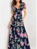 Floral V -Neck Short Sleeved Summer Dress